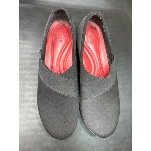 Crocs Busy Day Black Comfort Wedge Shoes Size 8 Slip On Work Clogs - Picture 3 of 9